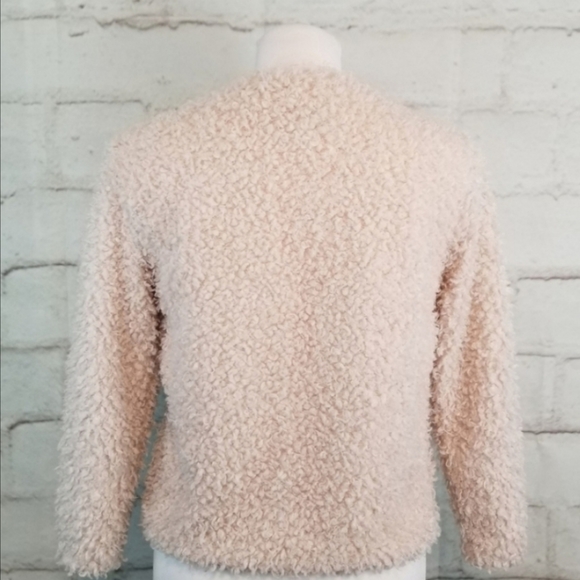 H&M S 2 Blush Pink Open-Front Fuzzy Soft Teddy Bear Jacket - Picture 4 of 9
